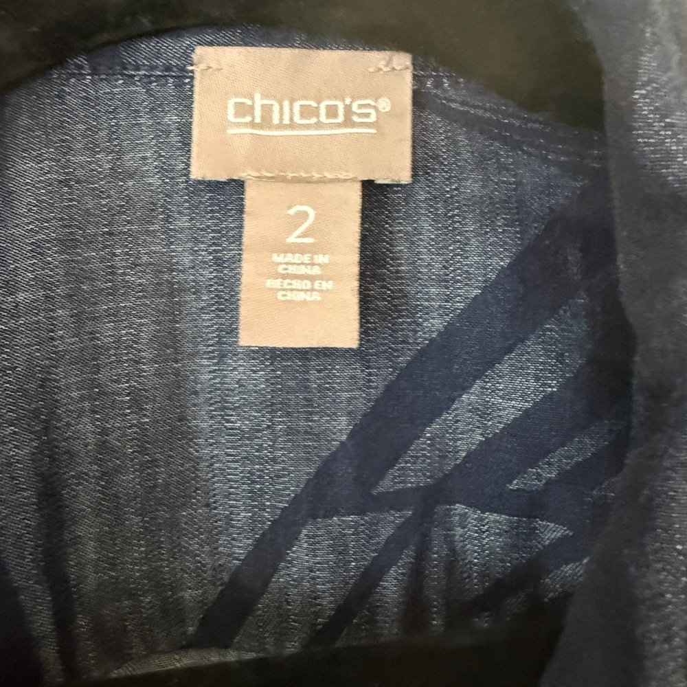 Chico's Dark Blue Denim Shirt Dress - Picture 3 of 4